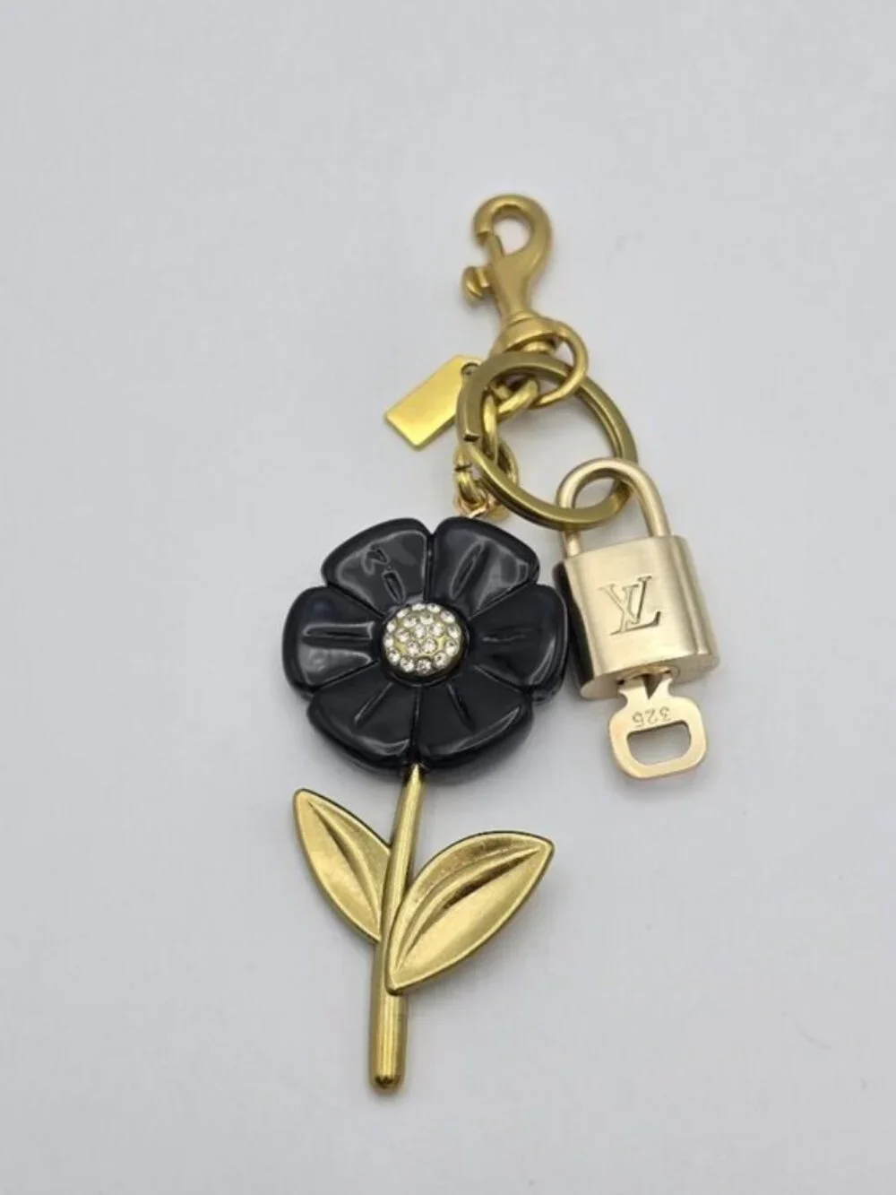 Authentic Louis Vuitton Padlock Gold🔒Key Set + Unbranded Flower Keychain Charm